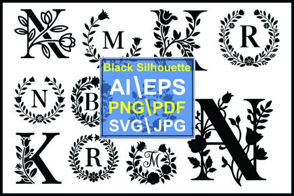 Black Monogram Floral Letters Bundle: Your Creative Toolkit