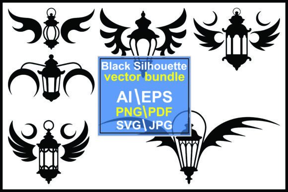 Dark Elegance: The Silhouette Lanterns with Wings Bundle