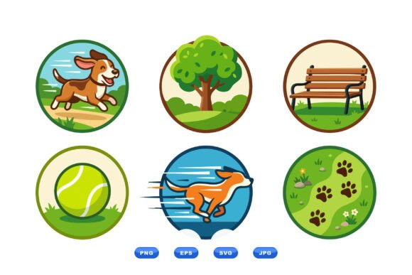 Dog Park Icon Clipart Set: Your Go-To Canine Design Toolkit