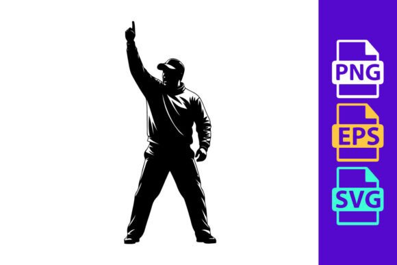 Dynamic Motion: A Man in a Baseball Cap Pointing Upwards