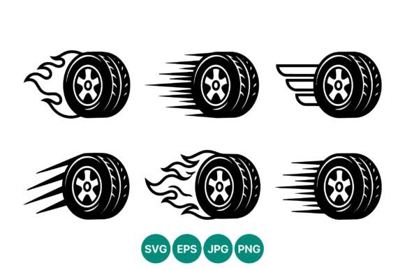 Fast Racing Wheels Vector Line Art: Dynamic Speed Graphics