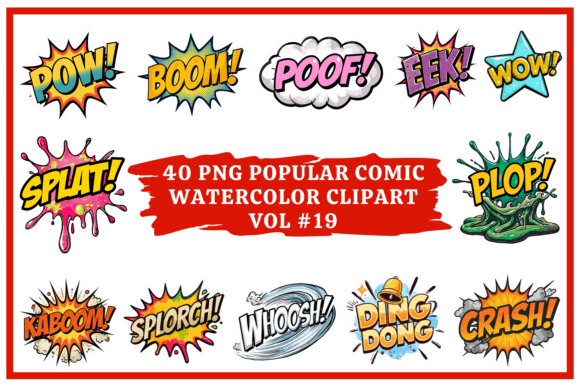 Popular Comic Watercolor Clipart Vol #19: Design with Punch