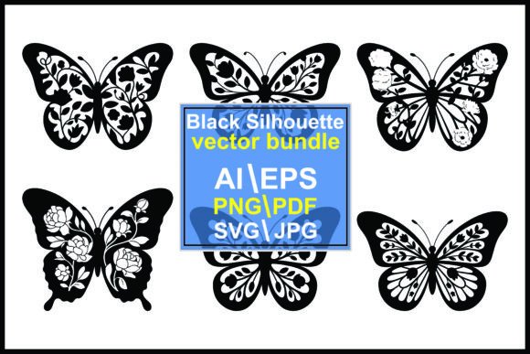 Silhouette Floral Patterned Butterfly: A Designer's Go-To Asset