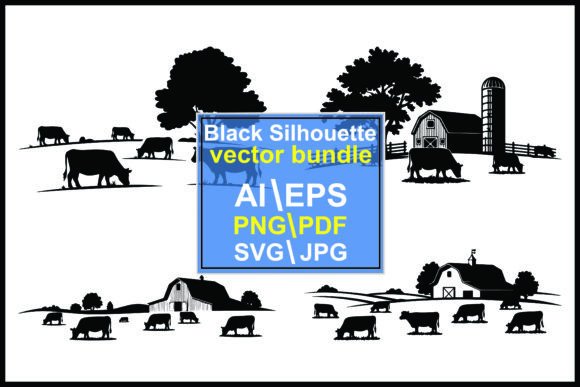 Silhouettes Farm Scenes Cows and Barns: Rustic Visual Storytelling