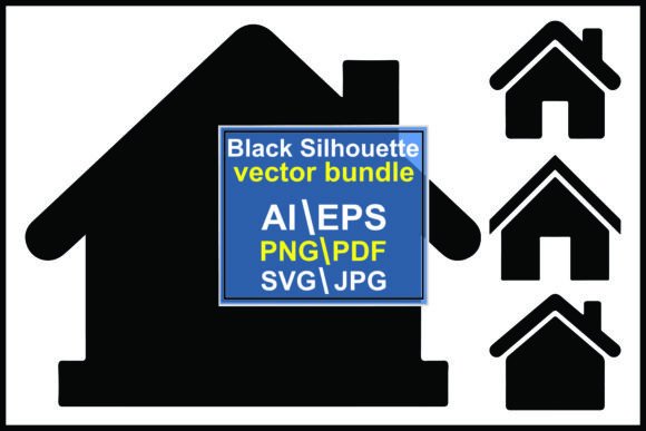 Silhouettes House on White Background: Essential Design Asset