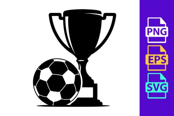 Soccer Trophy and Ball Silhouette Graphi: Bold Motion in Design