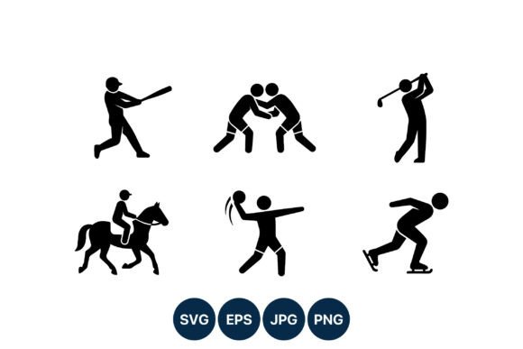 Sports Player Vector Icons Black: Dynamic Design Assets